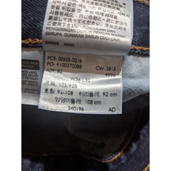 Dark Wash Levi 505 Jeans 36x32 Mens Jeans Western Relaxed Fit Straight Leg - Picture 4 of 10